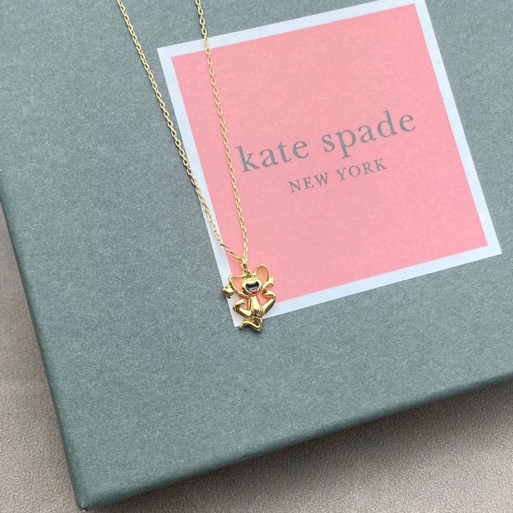 kate spade Gold Plated Enamel Mouse Asymmetric Necklace